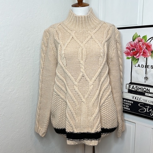 Oriana Cream & Black Wool Blend Knit Sweater Size S - Picture 1 of 7